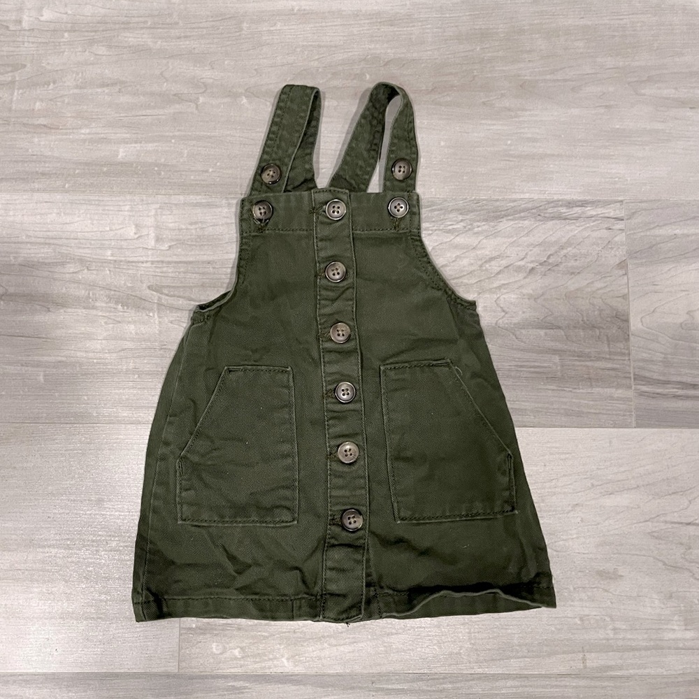 Green Denim Button Down Toddler Dress